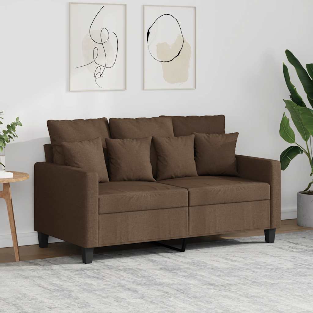 vidaXL Sofa 2-osobowa, brązowa, 120 cm, tapicerowana tkaniną