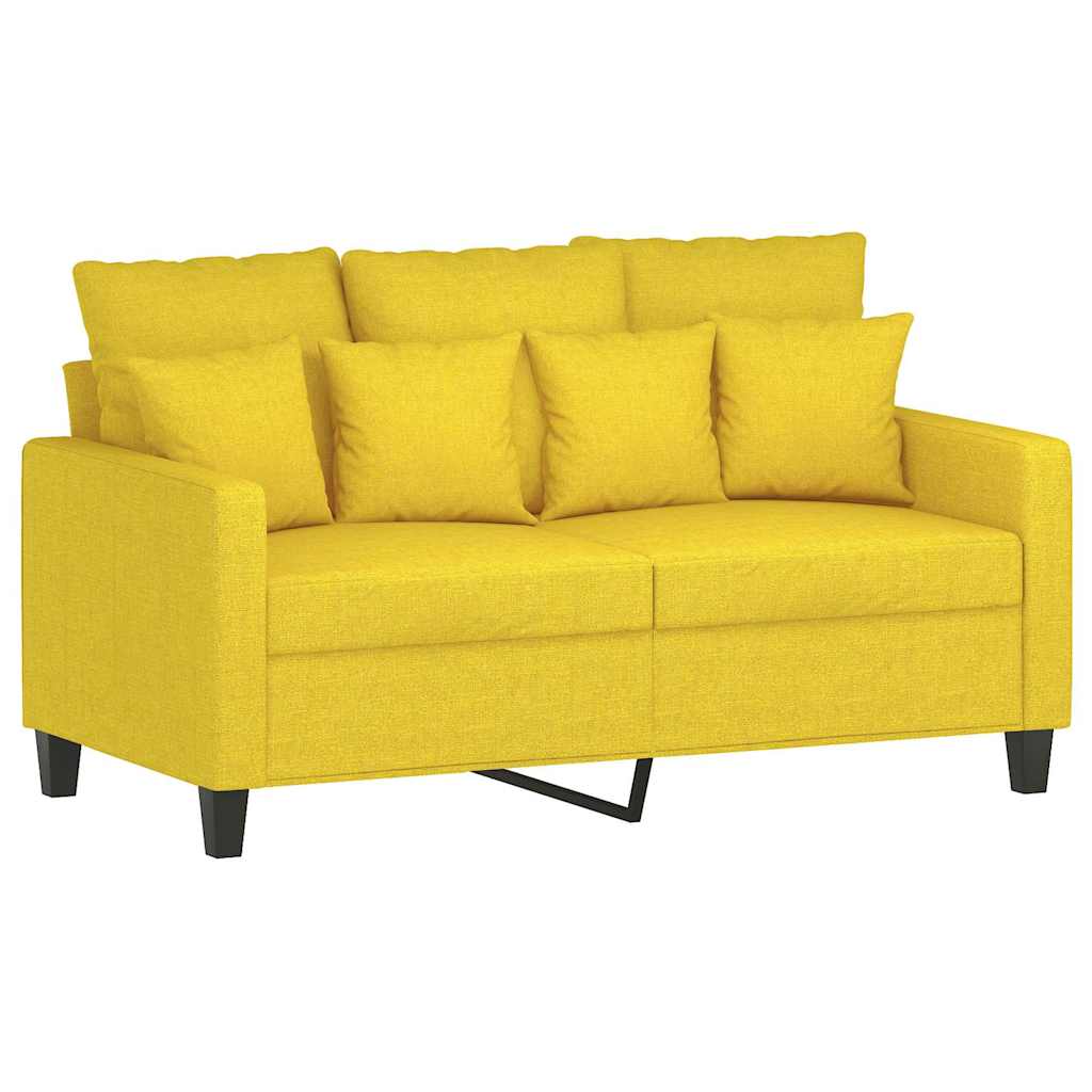 vidaXL Sofa 2-osobowa, jasnożółta, 120 cm, tapicerowana tkaniną
