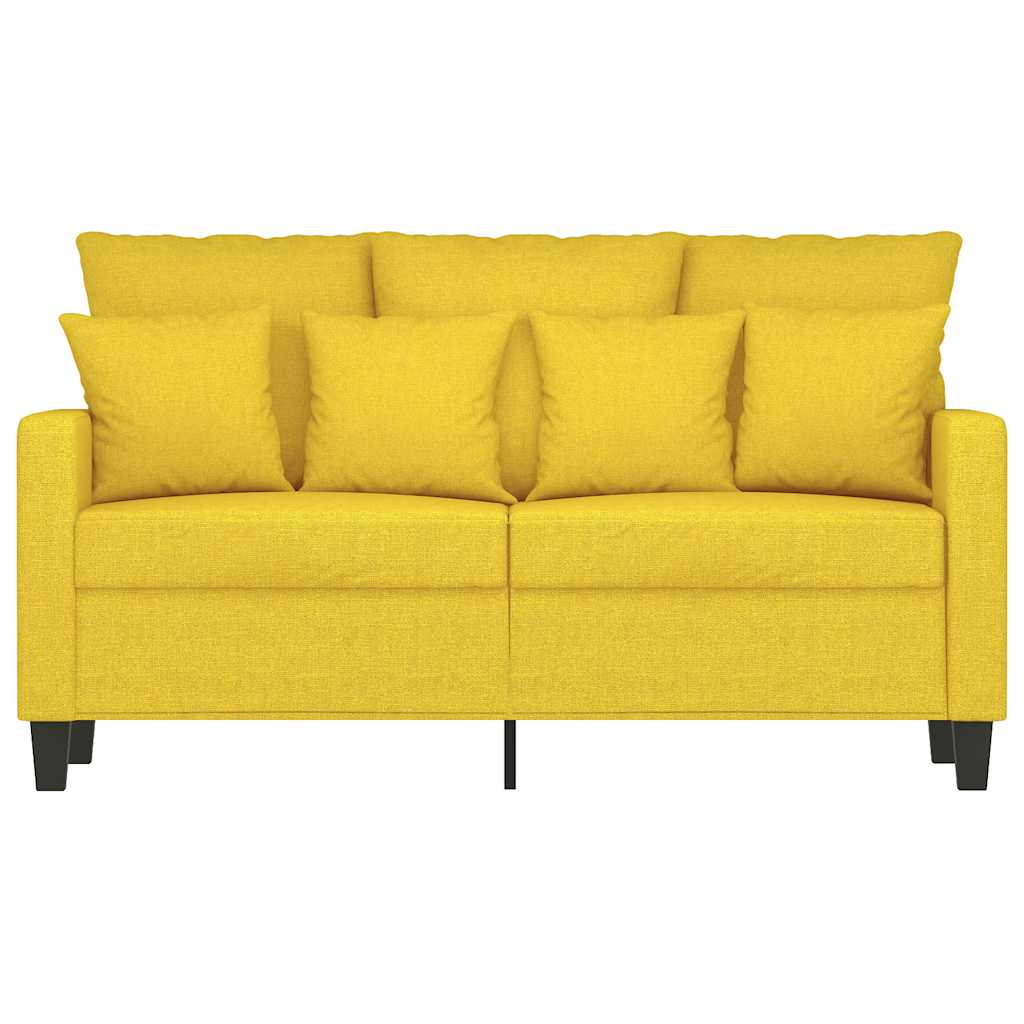 vidaXL Sofa 2-osobowa, jasnożółta, 120 cm, tapicerowana tkaniną