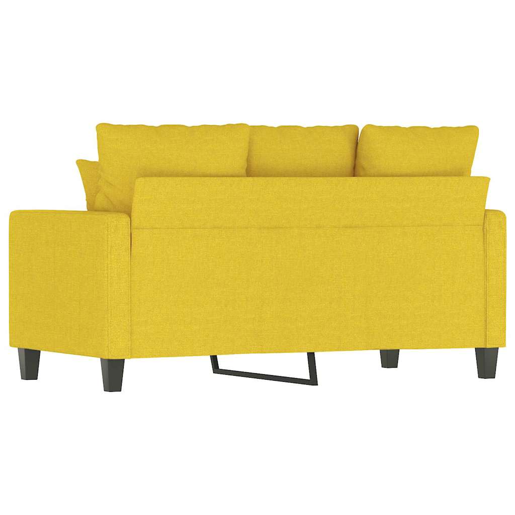 vidaXL Sofa 2-osobowa, jasnożółta, 120 cm, tapicerowana tkaniną