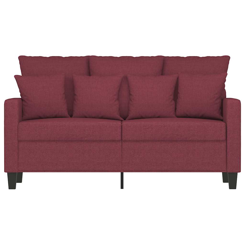 vidaXL Sofa 2-osobowa, winna czerwień, 120 cm, tapicerowana tkaniną