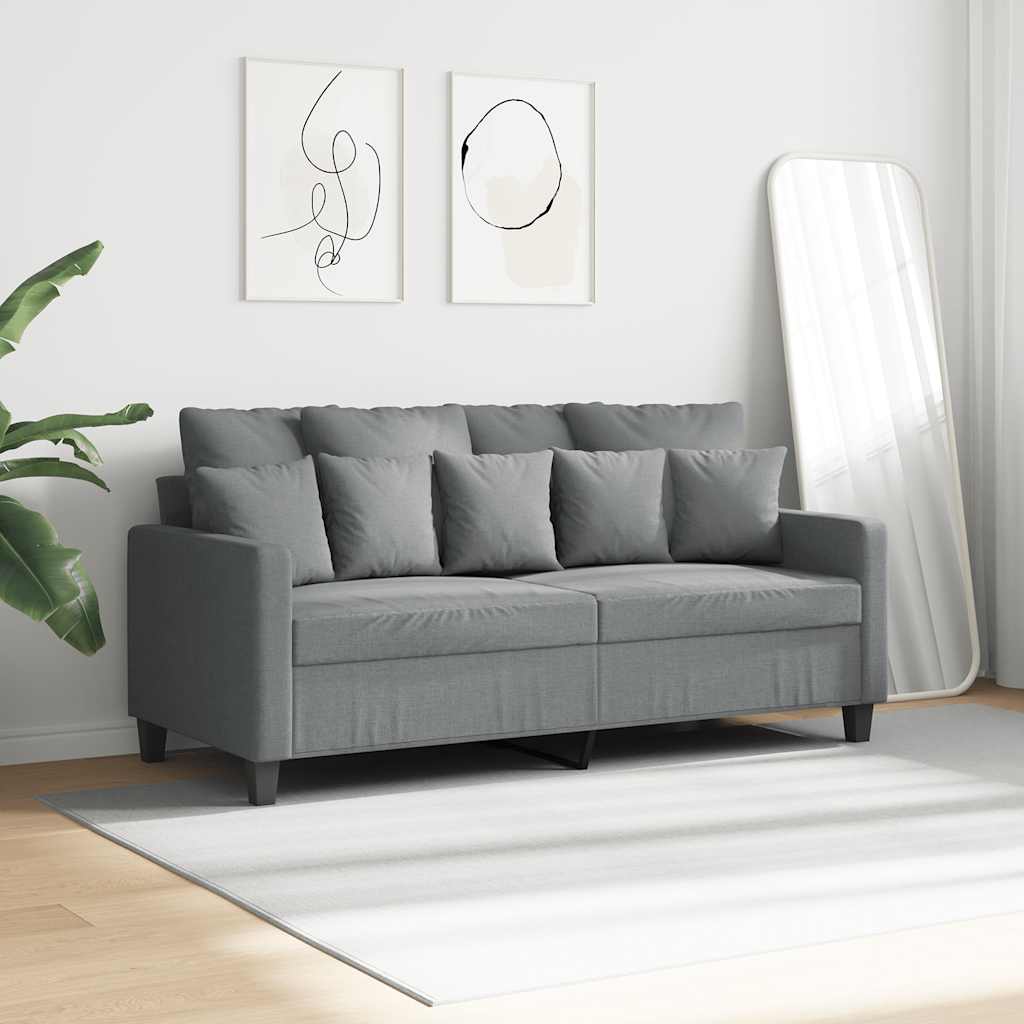 vidaXL Sofa 2-osobowa, jasnoszara, 140 cm, tapicerowana tkaniną