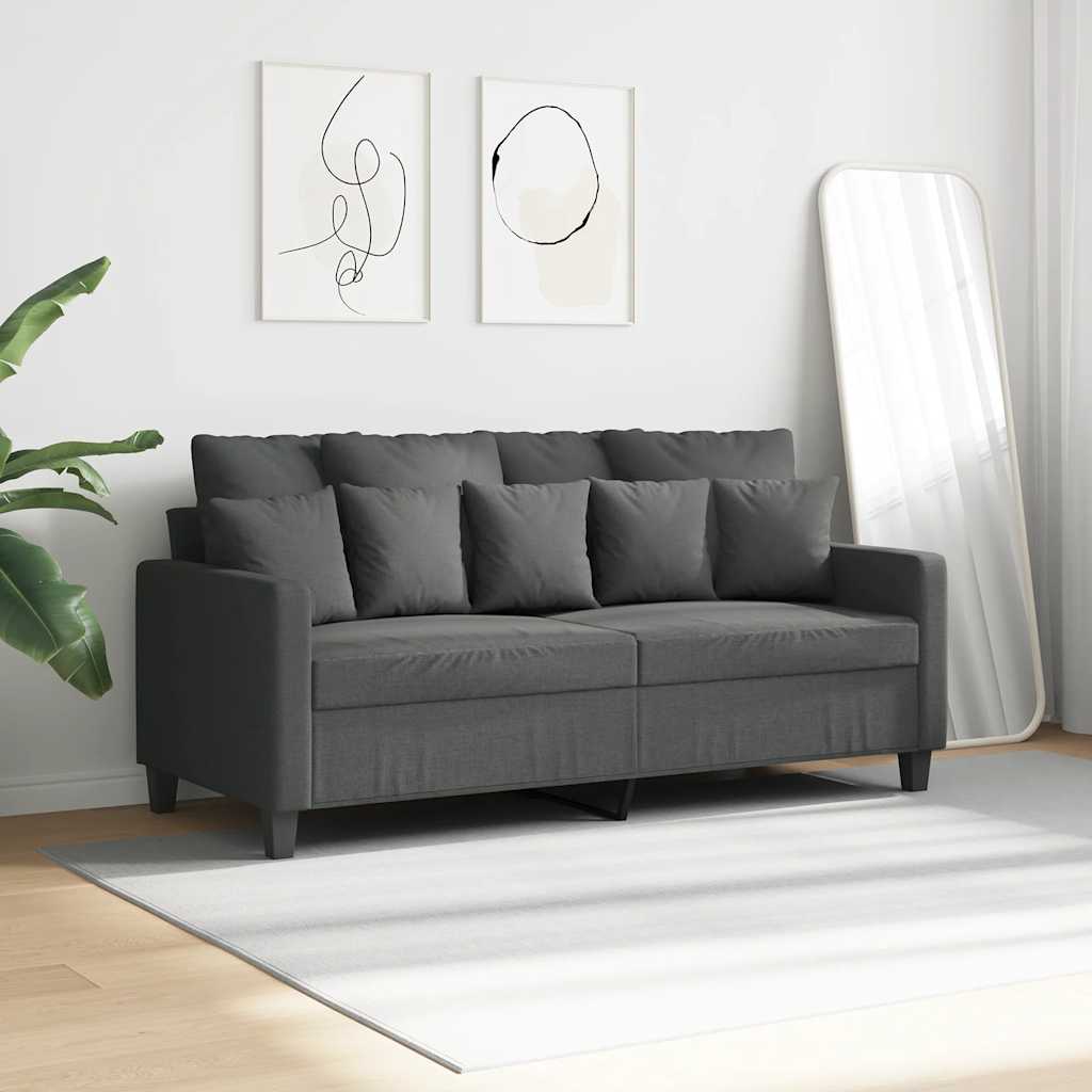 vidaXL Sofa 2-osobowa, ciemnoszara, 140 cm, tapicerowana tkaniną