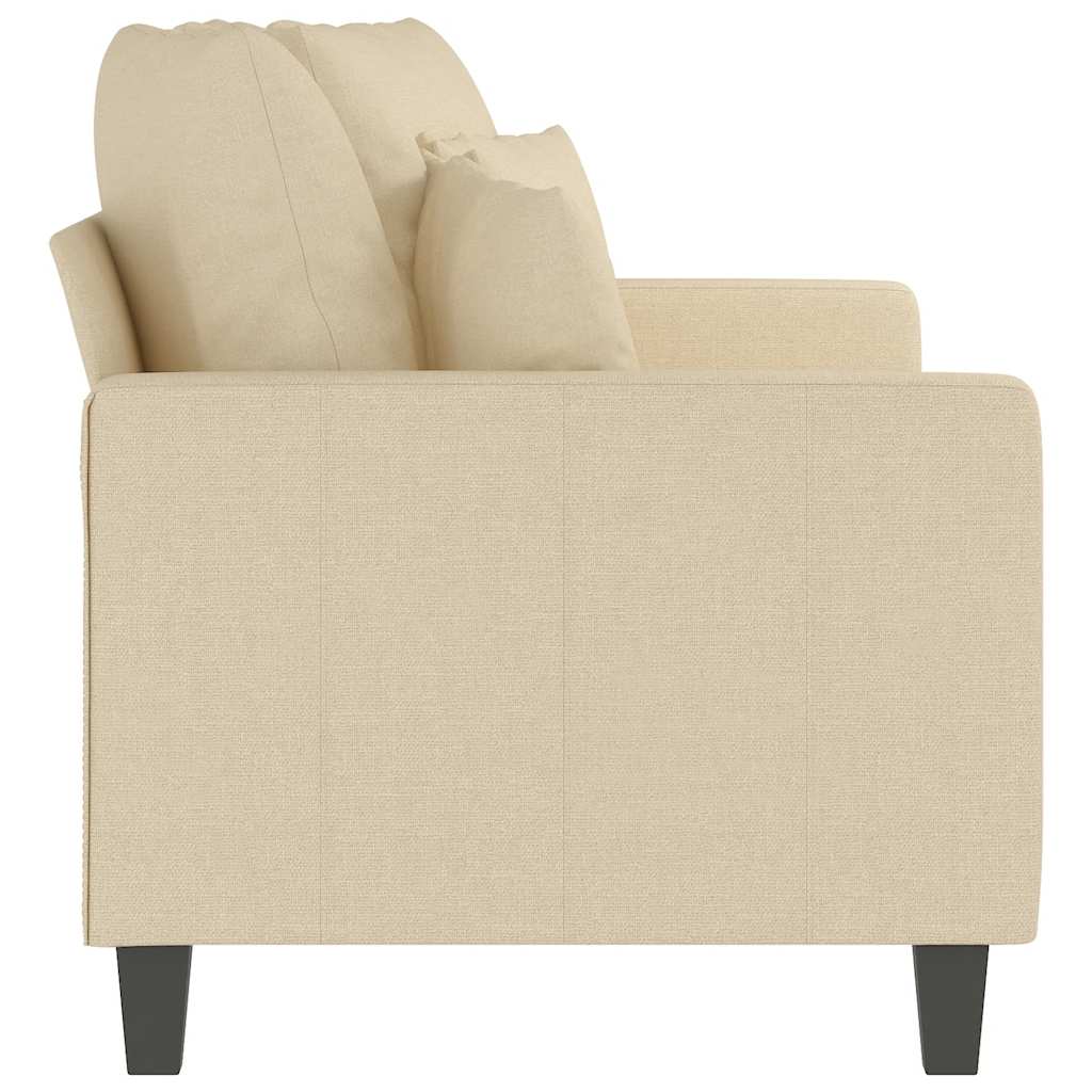 vidaXL 2-osobowa sofa, kremowa, 140 cm, tapicerowana tkaniną