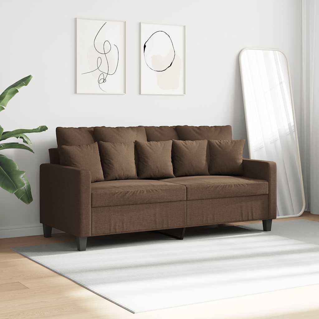vidaXL Sofa 2-osobowa, brązowa, 140 cm, tapicerowana tkaniną