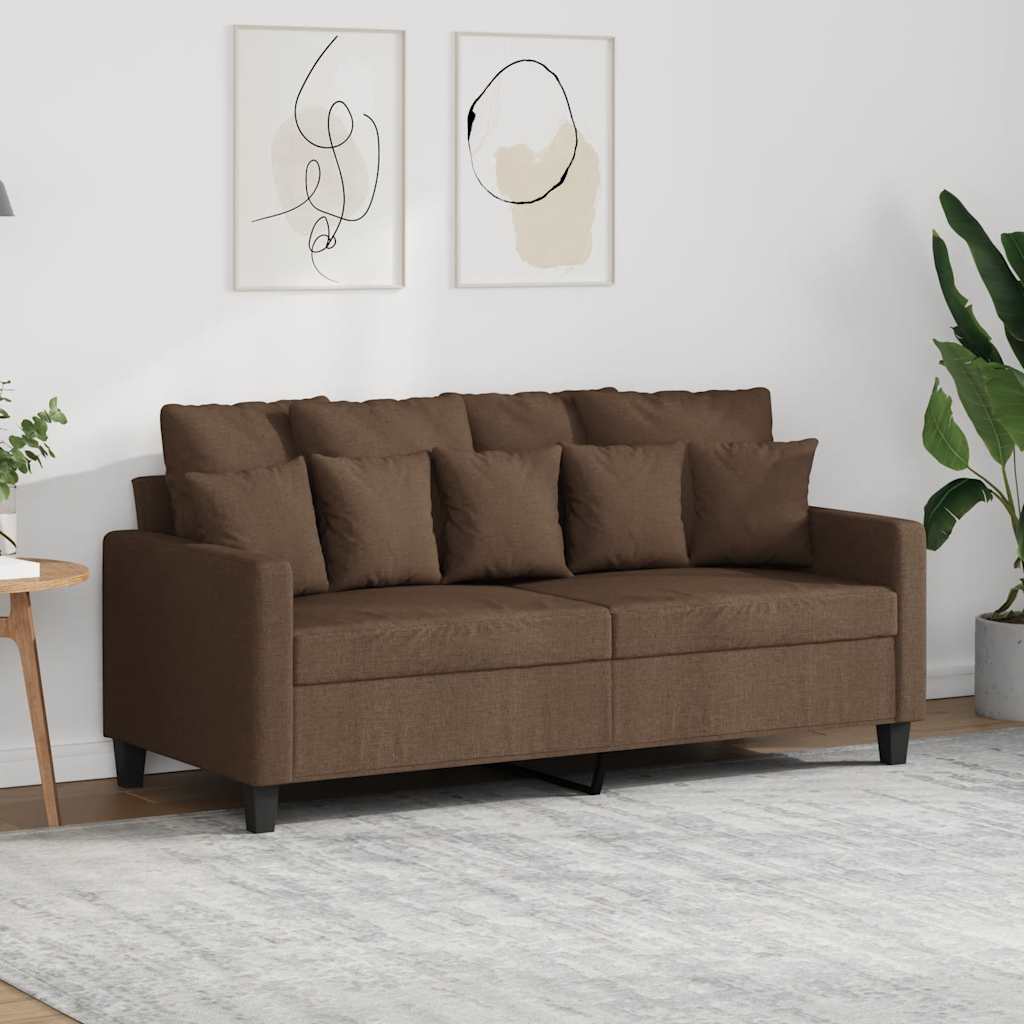 vidaXL Sofa 2-osobowa, brązowa, 140 cm, tapicerowana tkaniną