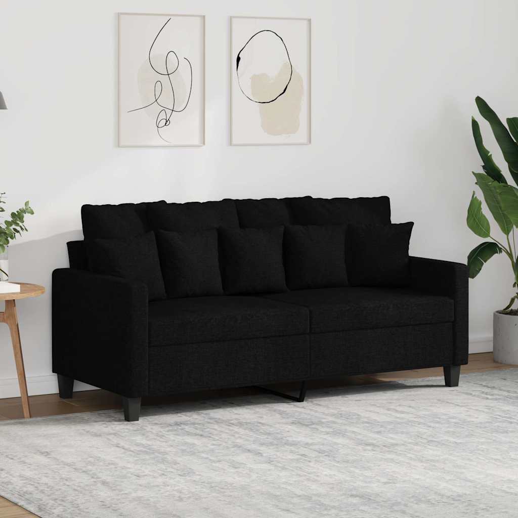 vidaXL Sofa 2-osobowa, czarna, 140 cm, tapicerowana tkaniną