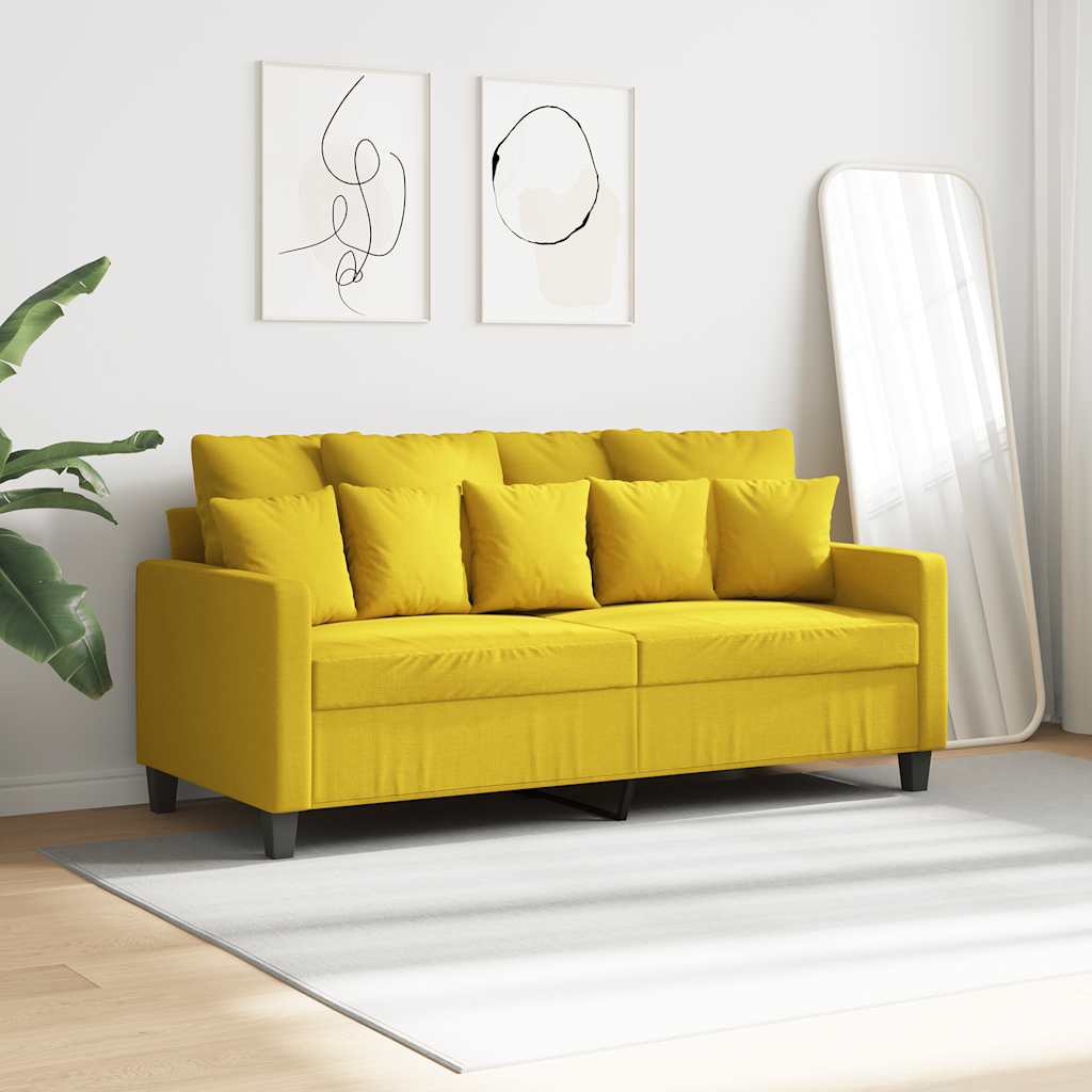 vidaXL Sofa 2-osobowa, jasnożółta, 140 cm, tapicerowana tkaniną