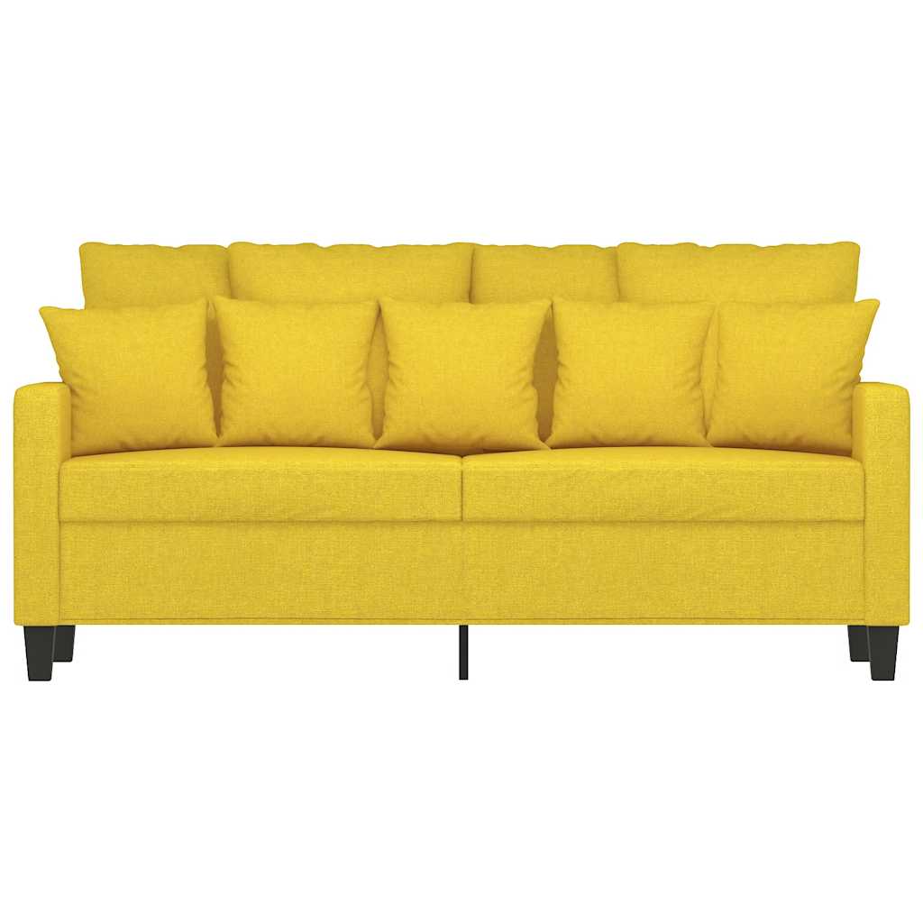 vidaXL Sofa 2-osobowa, jasnożółta, 140 cm, tapicerowana tkaniną