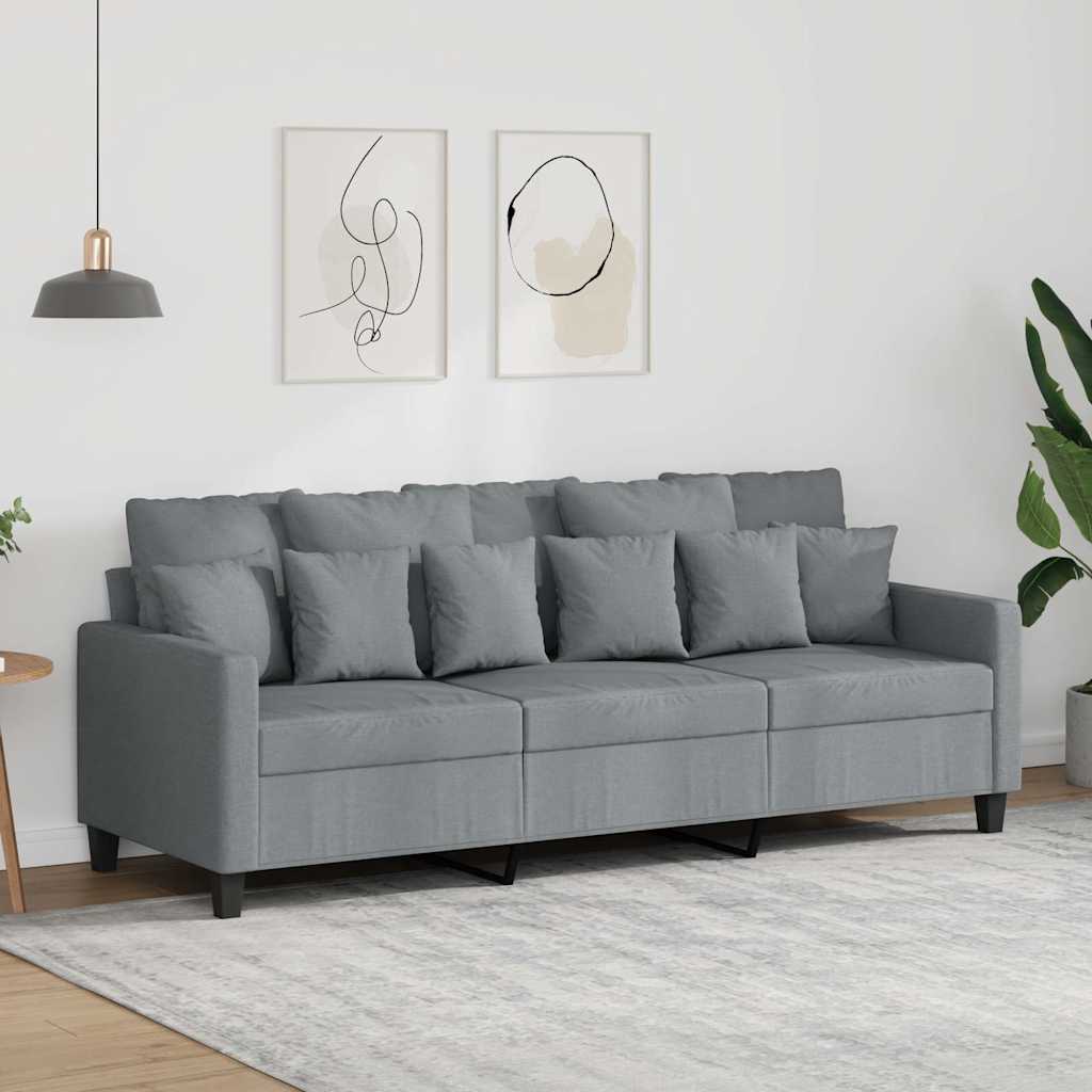 vidaXL Sofa 3-osobowa, jasnoszara, 180 cm, tapicerowana tkaniną