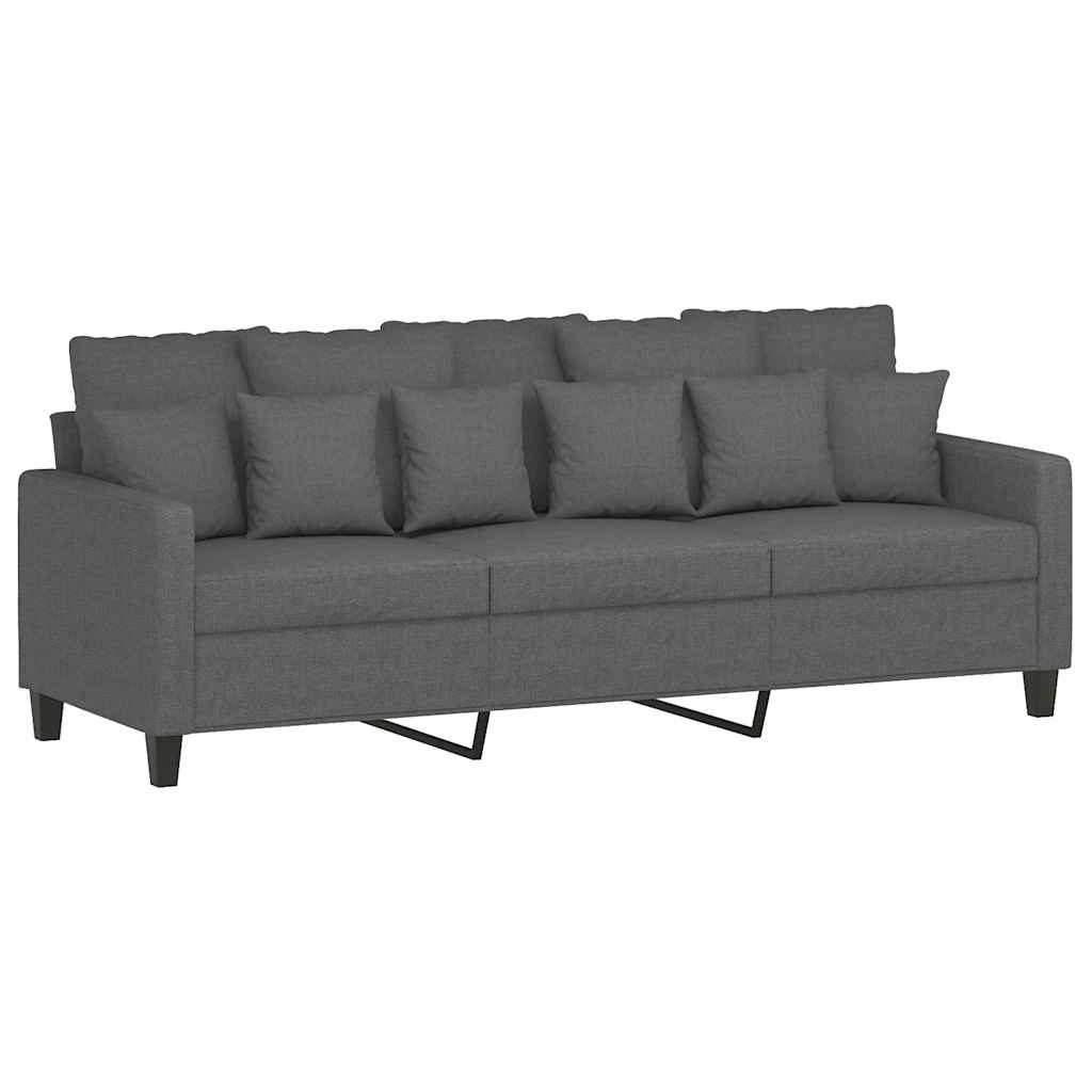 vidaXL Sofa 3-osobowa, ciemnoszara, 180 cm, tapicerowana tkaniną