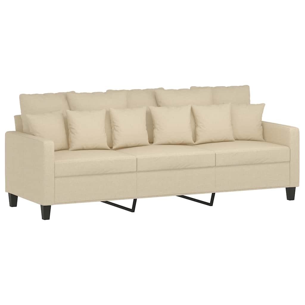 vidaXL 3-osobowa sofa, kremowa, 180 cm, tapicerowana tkaniną