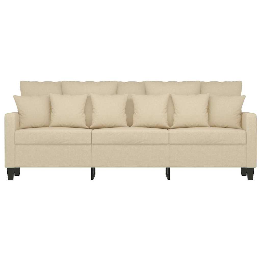 vidaXL 3-osobowa sofa, kremowa, 180 cm, tapicerowana tkaniną