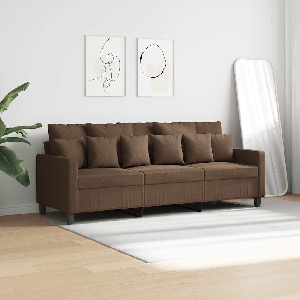 vidaXL Sofa 3-osobowa, brązowa, 180 cm, tapicerowana tkaniną