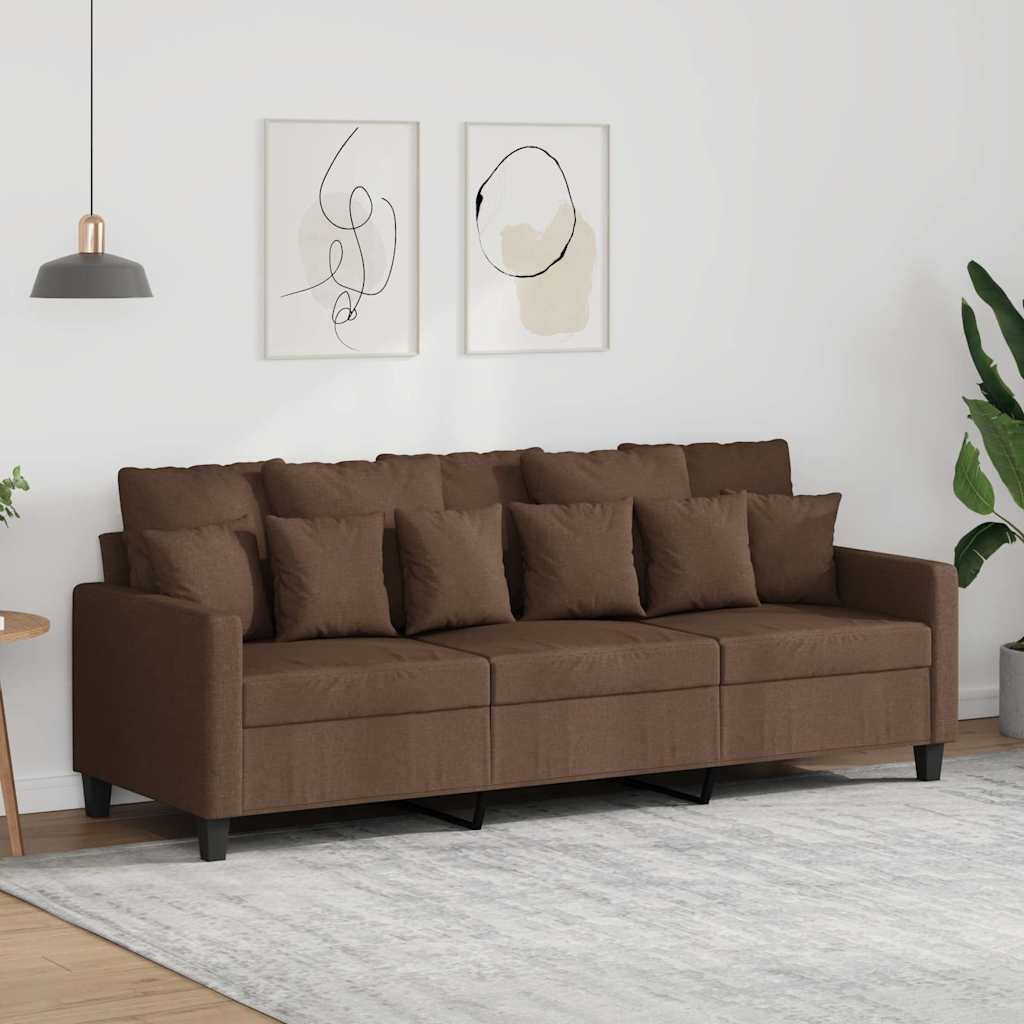 vidaXL Sofa 3-osobowa, brązowa, 180 cm, tapicerowana tkaniną