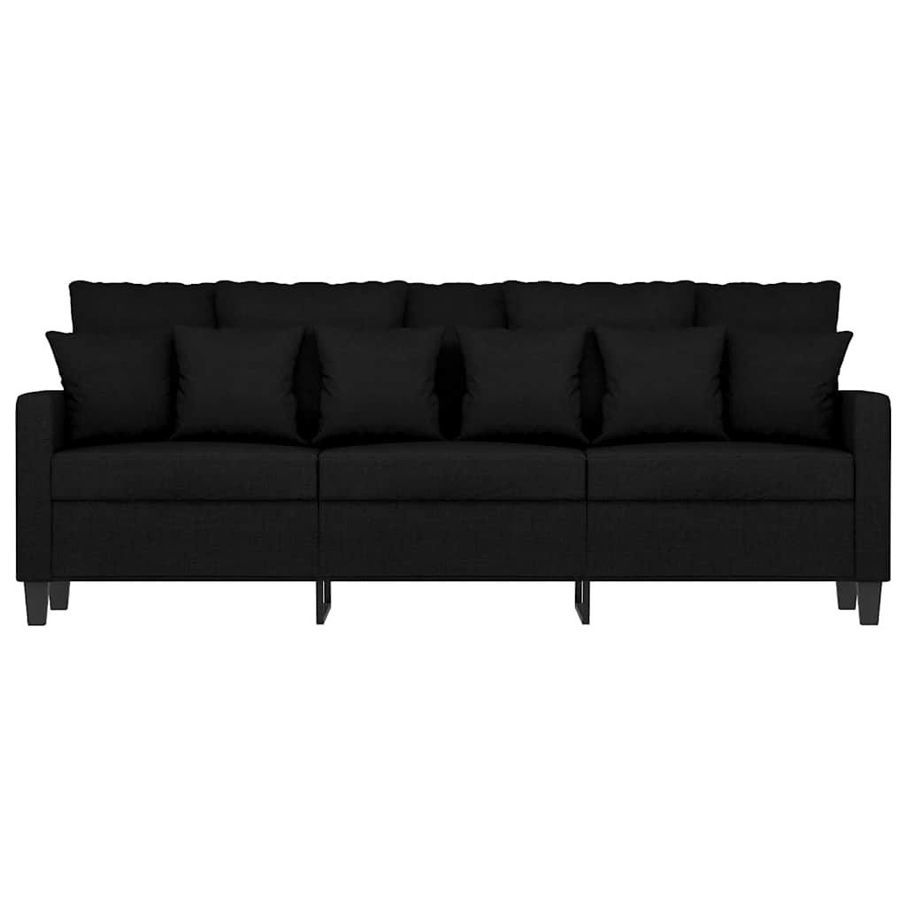 vidaXL Sofa 3-osobowa, czarna, 180 cm, tapicerowana tkaniną