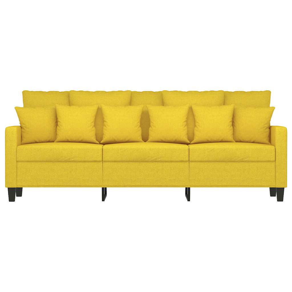 vidaXL Sofa 3-osobowa, jasnożółta, 180 cm, tapicerowana tkaniną