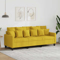 vidaXL Sofa 3-osobowa, jasnożółta, 180 cm, tapicerowana tkaniną