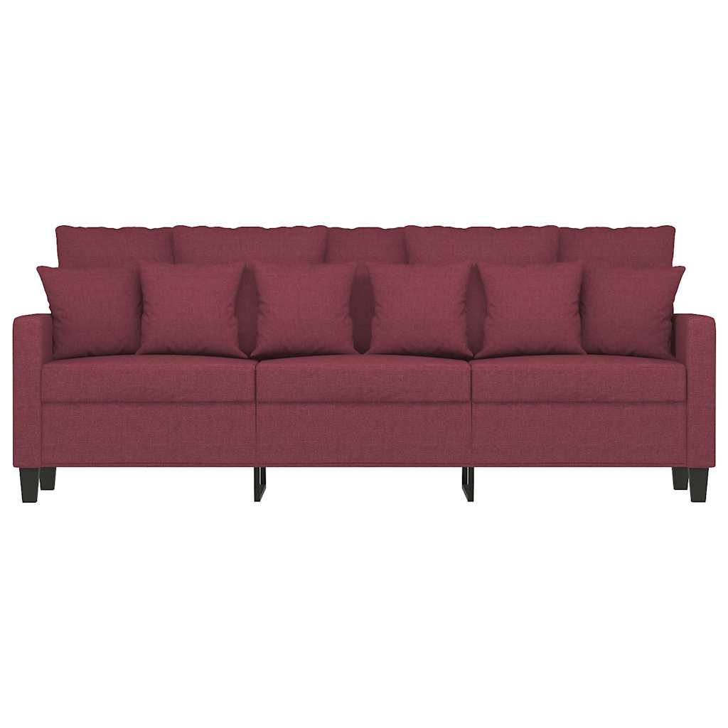 vidaXL Sofa 3-osobowa, winna czerwień, 180 cm,tapicerowana tkaniną