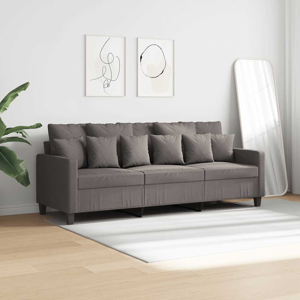 vidaXL Sofa 3-osobowa, kolor taupe, 180 cm, tapicerowana tkaniną