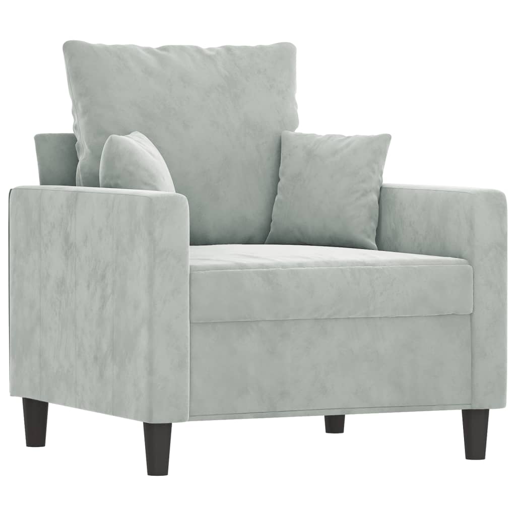 vidaXL Fotel, jasnoszary, 60 cm, obity aksamitem