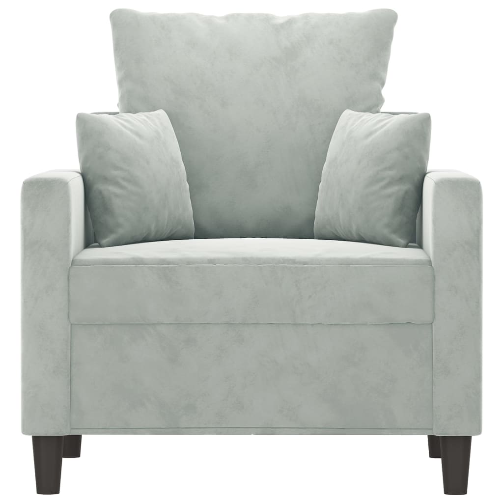 vidaXL Fotel, jasnoszary, 60 cm, obity aksamitem
