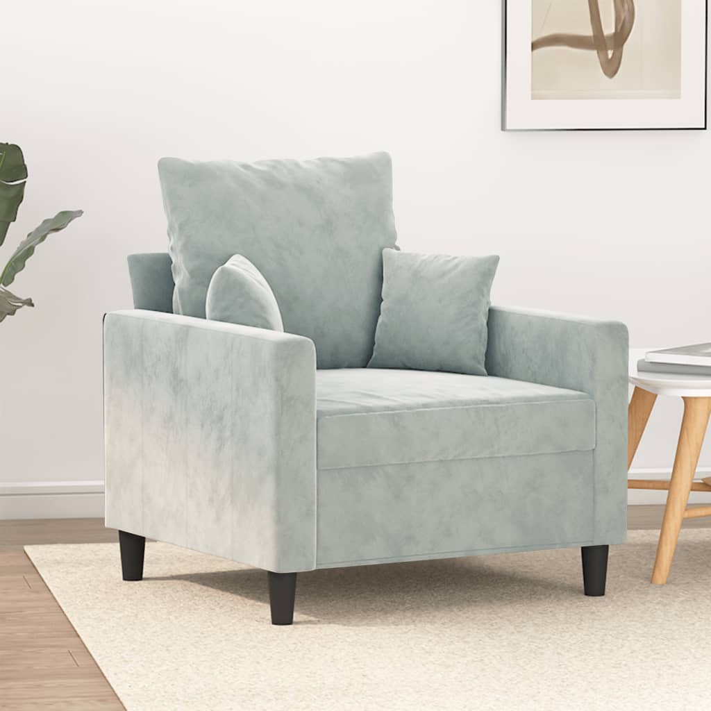 vidaXL Fotel, jasnoszary, 60 cm, obity aksamitem