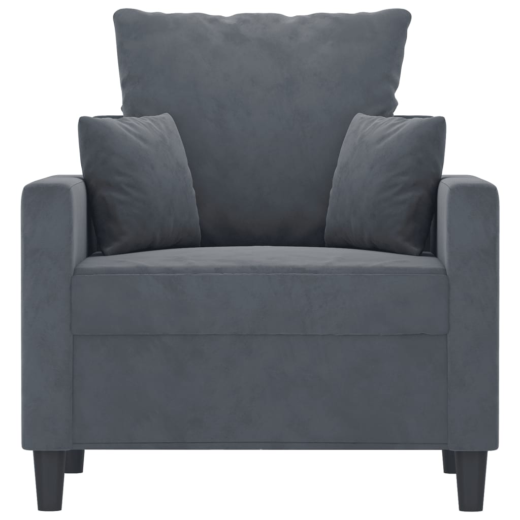 vidaXL Fotel, ciemnoszary, 60 cm, obity aksamitem