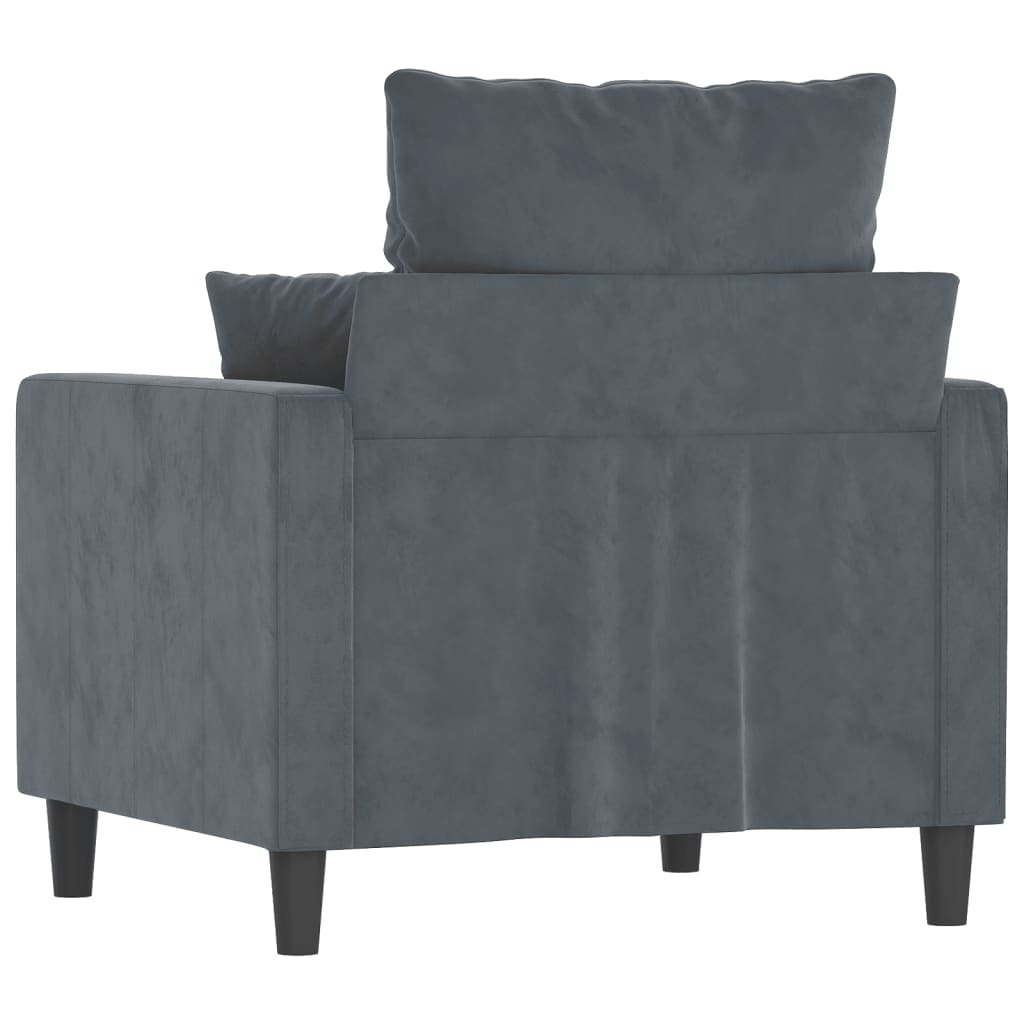 vidaXL Fotel, ciemnoszary, 60 cm, obity aksamitem