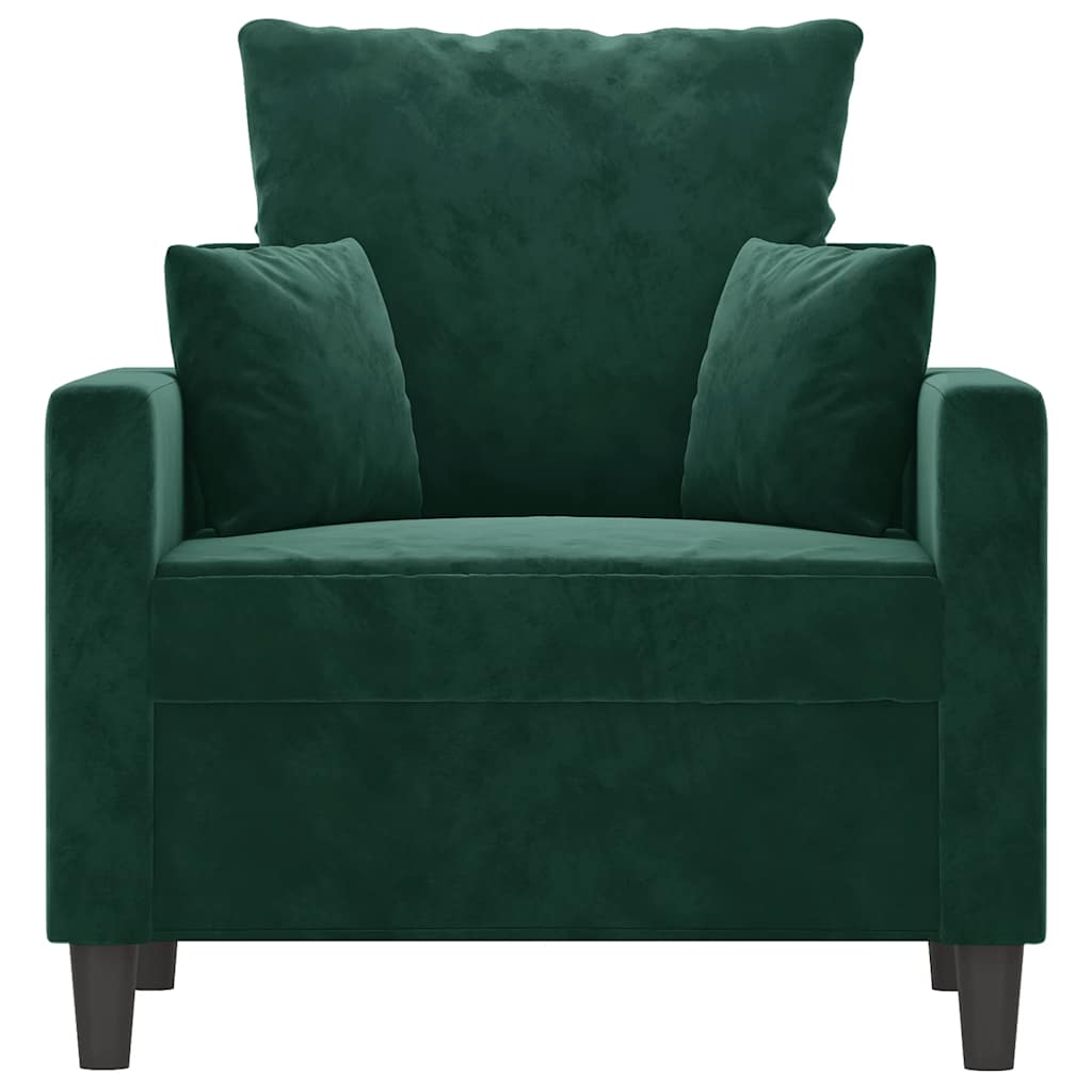 vidaXL Fotel, ciemnozielony, 60 cm, obity aksamitem