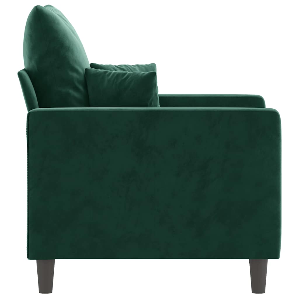 vidaXL Fotel, ciemnozielony, 60 cm, obity aksamitem