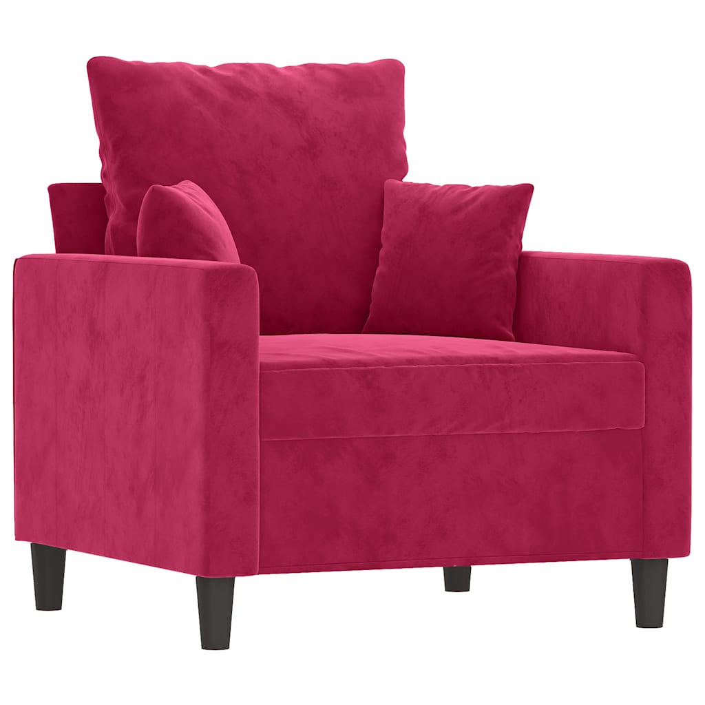 vidaXL Fotel, winna czerwień, 60 cm, obity aksamitem