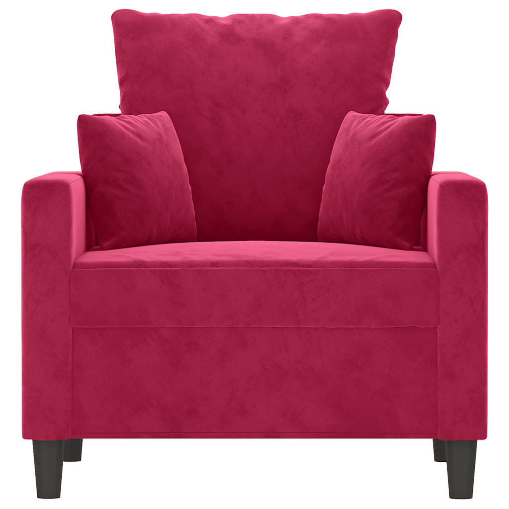 vidaXL Fotel, winna czerwień, 60 cm, obity aksamitem