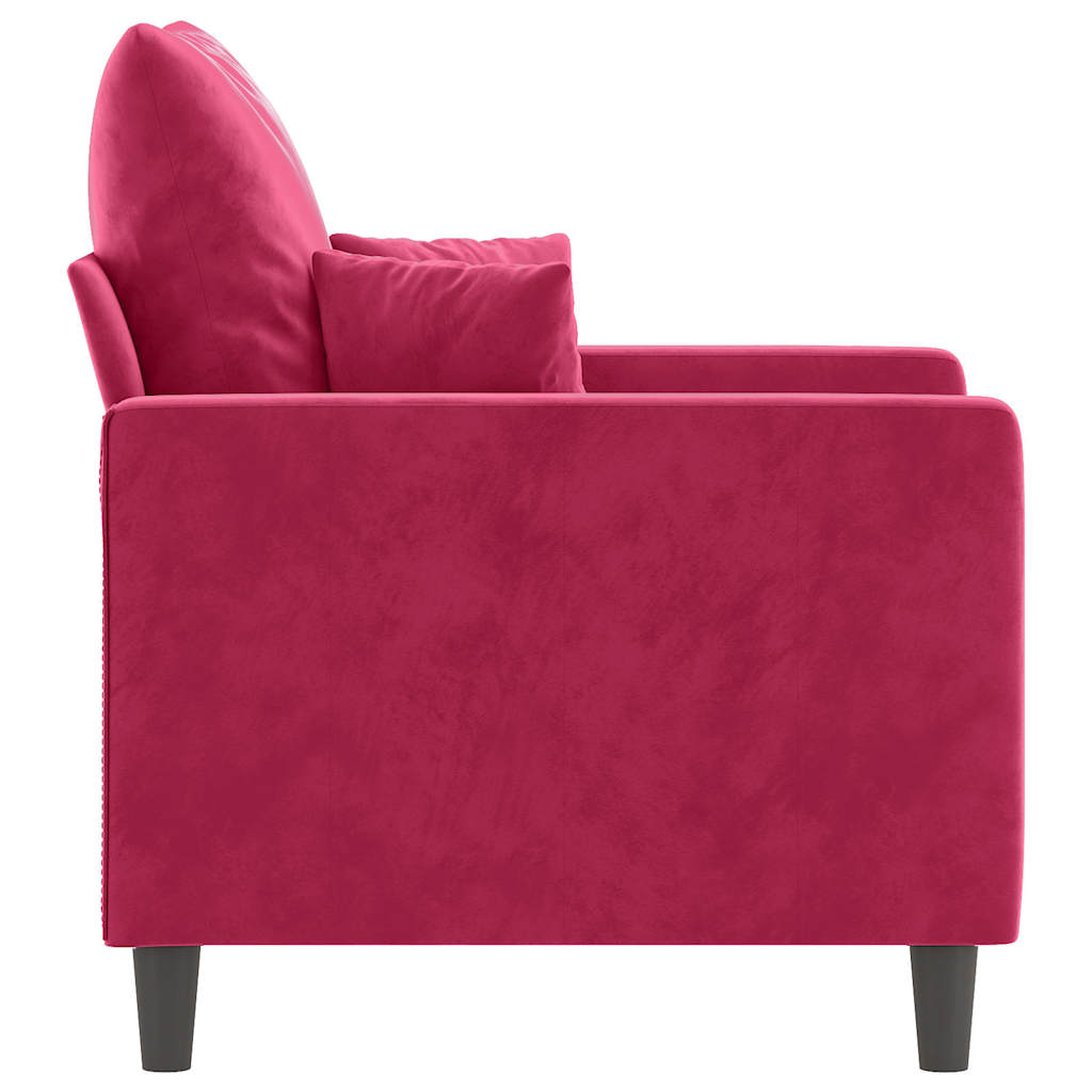 vidaXL Fotel, winna czerwień, 60 cm, obity aksamitem