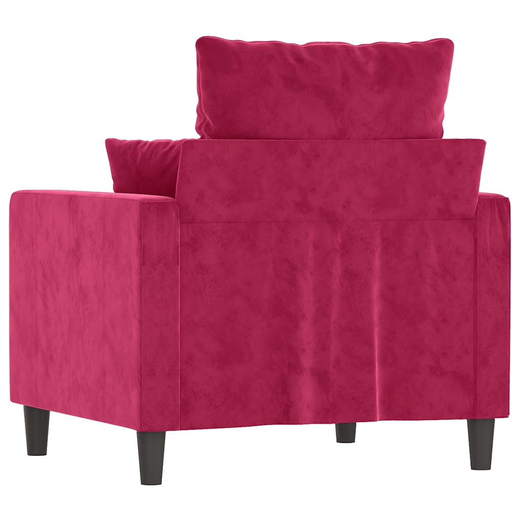 vidaXL Fotel, winna czerwień, 60 cm, obity aksamitem