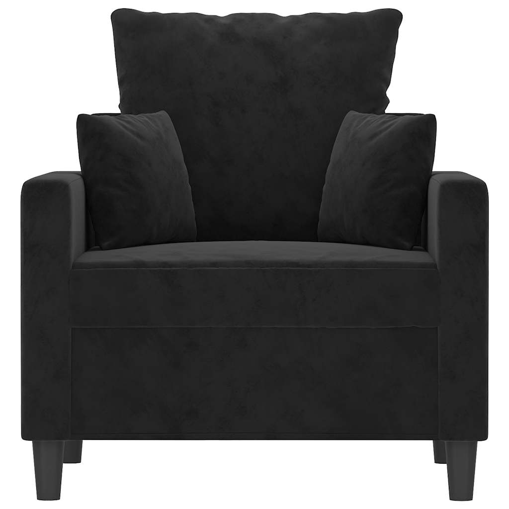 vidaXL Fotel, czarny, 60 cm, obity aksamitem