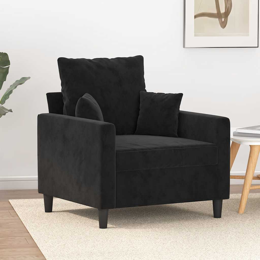 vidaXL Fotel, czarny, 60 cm, obity aksamitem