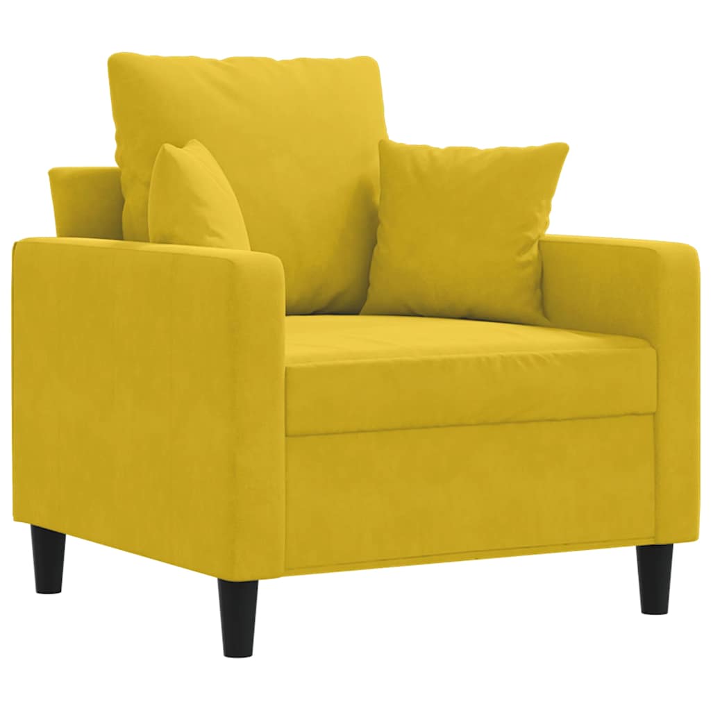 vidaXL Fotel, żółty, 60 cm, obity aksamitem