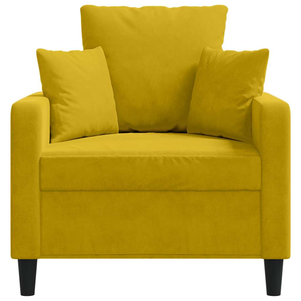 vidaXL Fotel, żółty, 60 cm, obity aksamitem