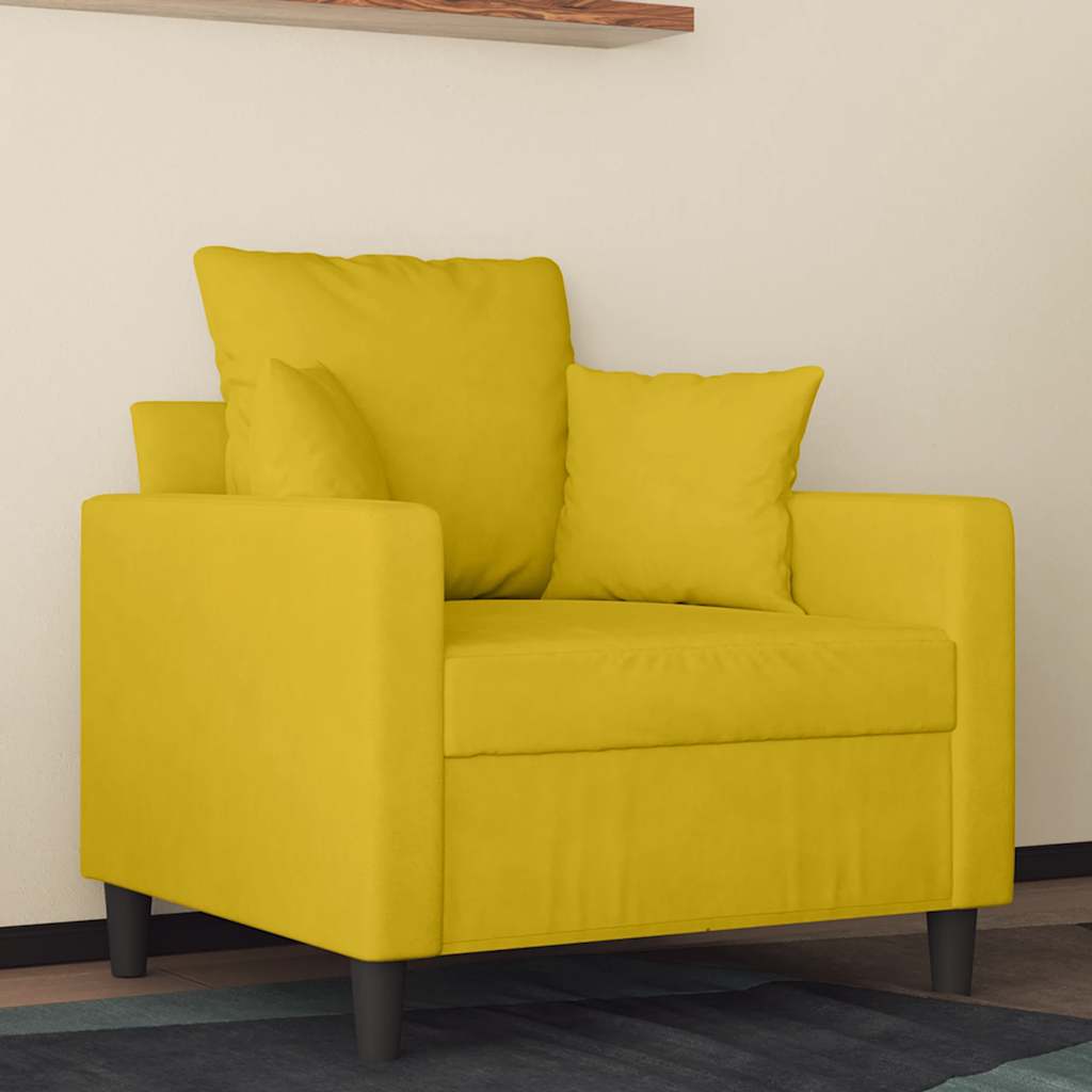 vidaXL Fotel, żółty, 60 cm, obity aksamitem