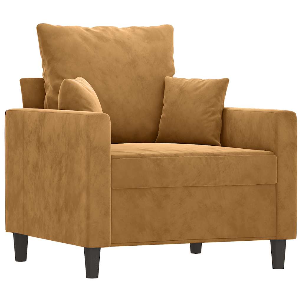 vidaXL Fotel, brązowy, 60 cm, obity aksamitem