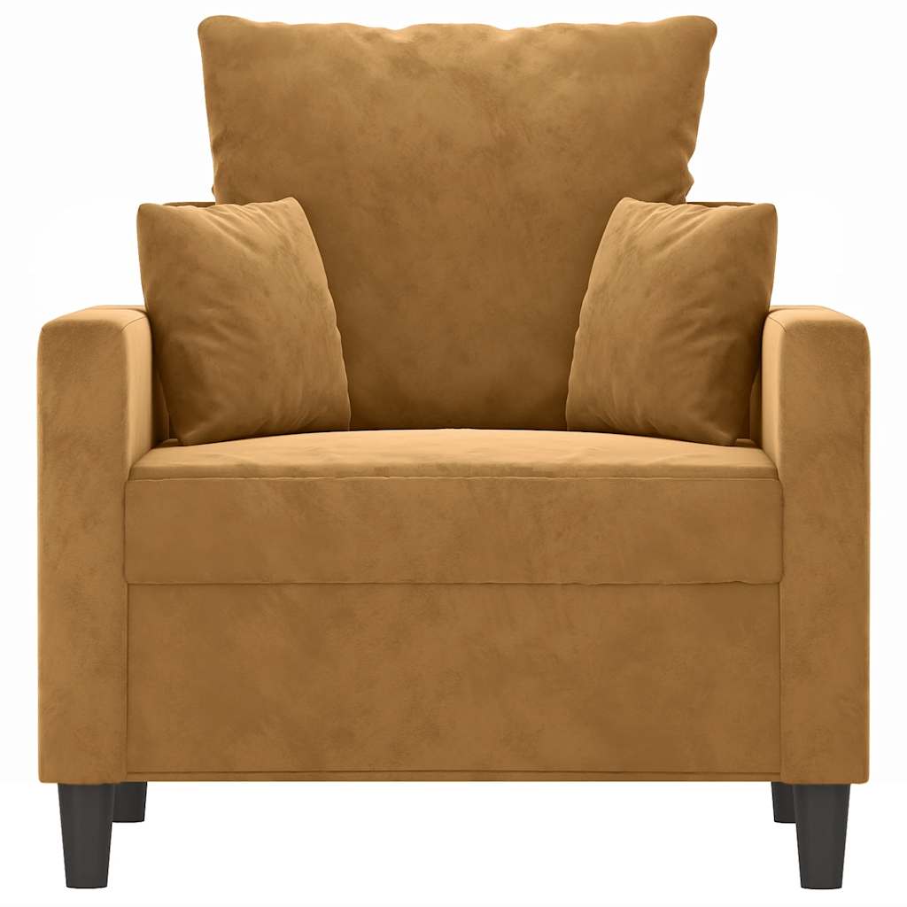 vidaXL Fotel, brązowy, 60 cm, obity aksamitem