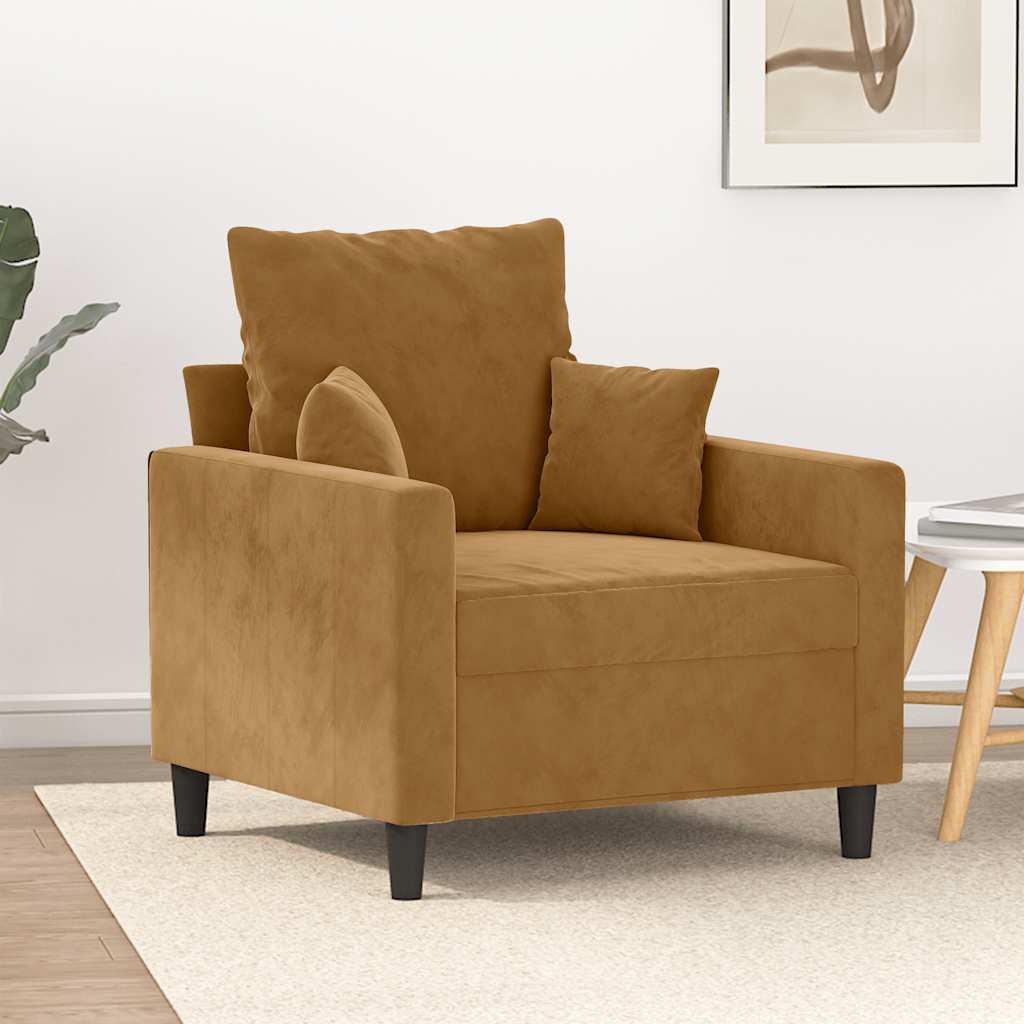 vidaXL Fotel, brązowy, 60 cm, obity aksamitem