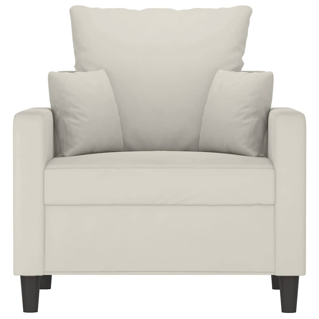 vidaXL Fotel, kremowy, 60 cm, obity aksamitem