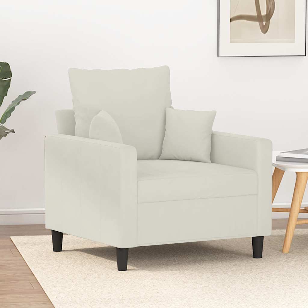 vidaXL Fotel, kremowy, 60 cm, obity aksamitem