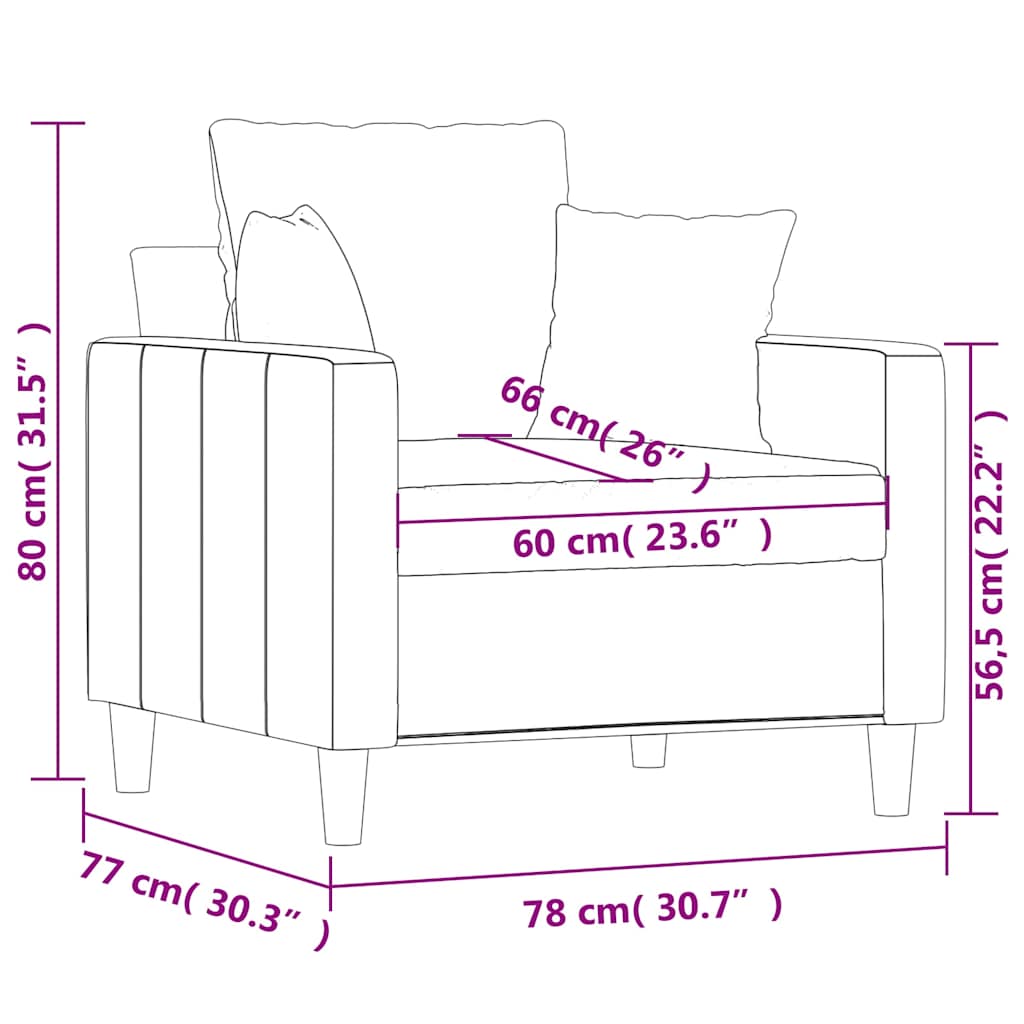 vidaXL Fotel, niebieski, 60 cm, obity aksamitem