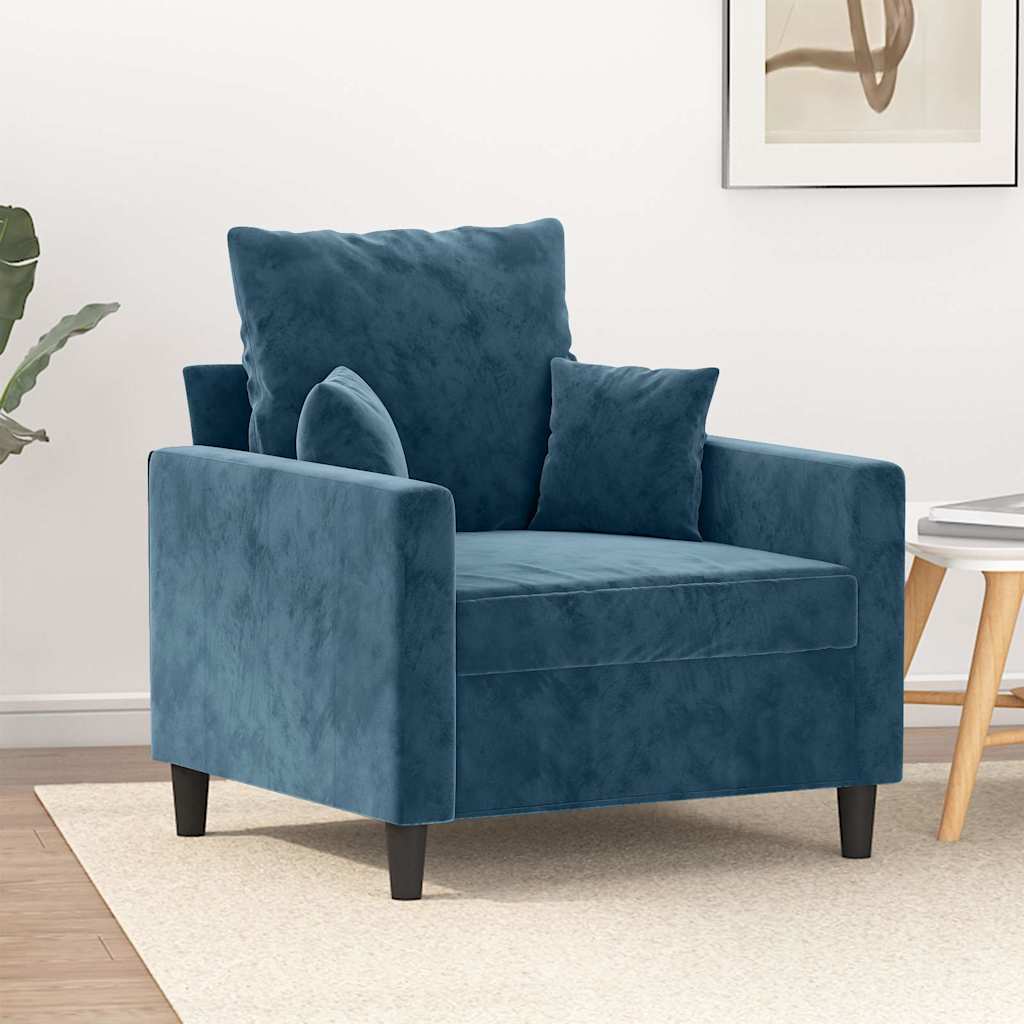 vidaXL Fotel, niebieski, 60 cm, obity aksamitem
