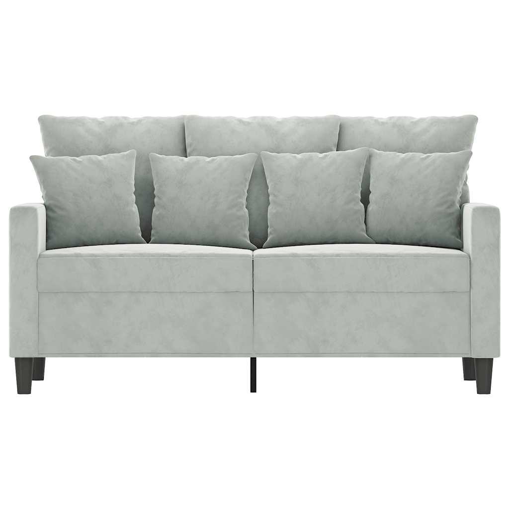 vidaXL Sofa 2-osobowa, jasnoszara, 120 cm, tapicerowana aksamitem
