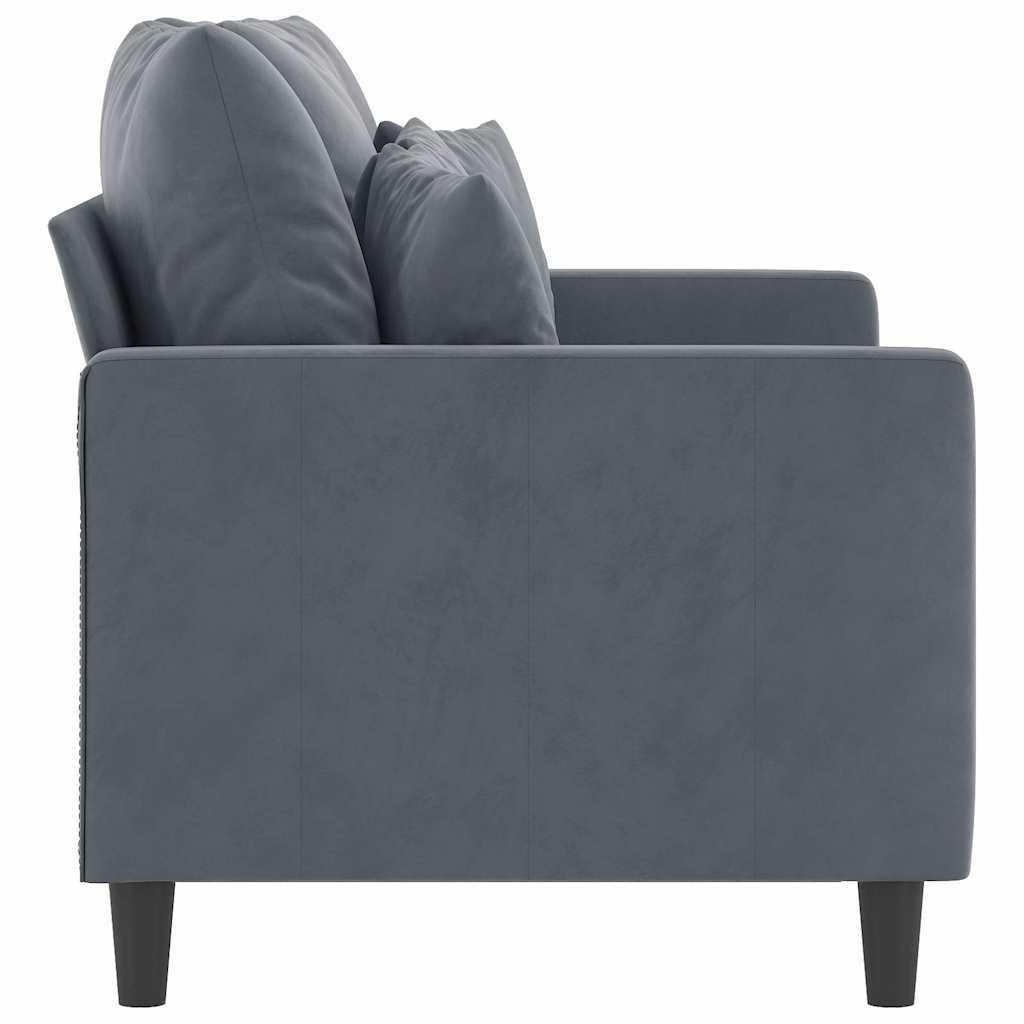 vidaXL Sofa 2-osobowa, ciemnoszary, 120 cm, tapicerowana aksamitem