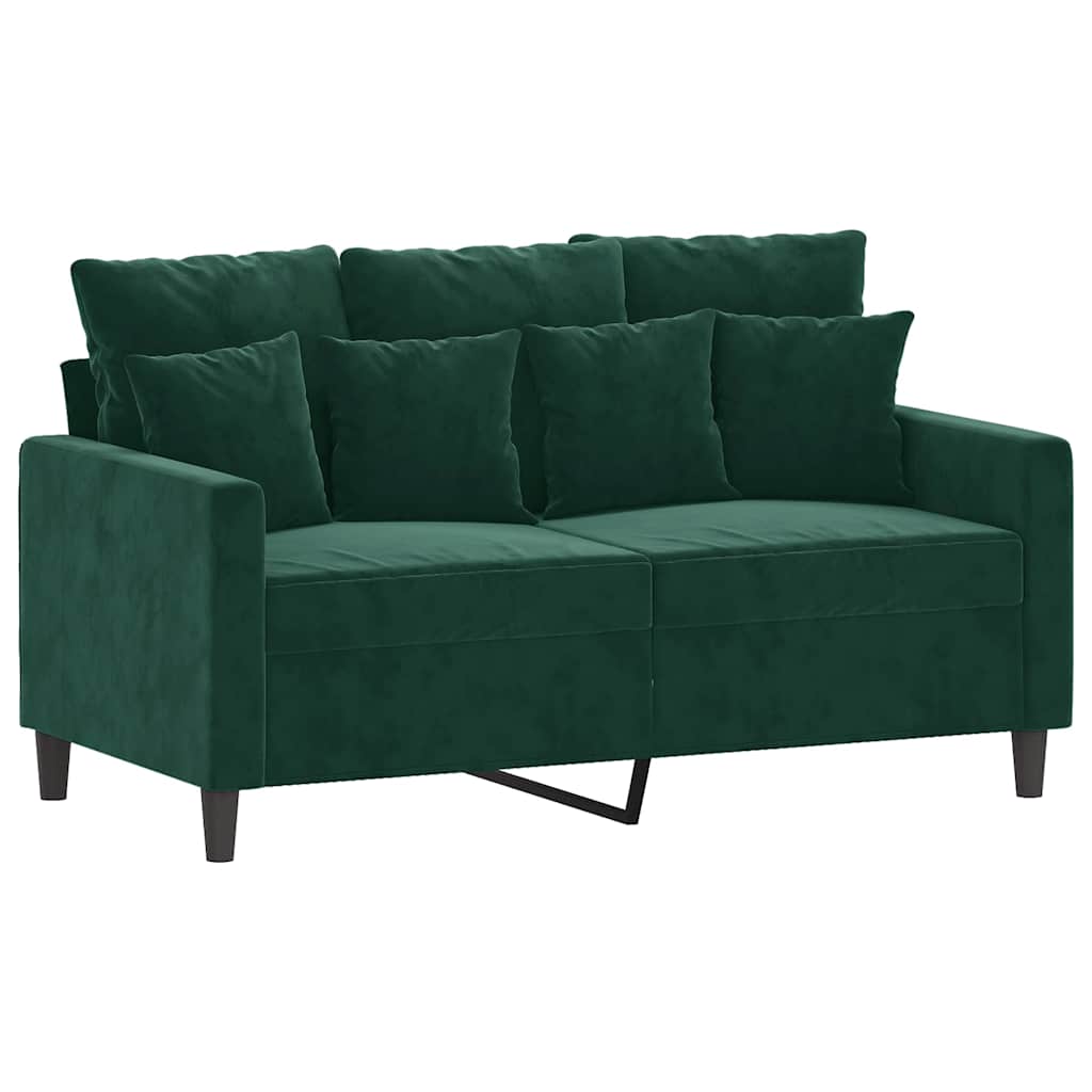 vidaXL Sofa 2-osobowa, ciemnozielona, 120 cm, tapicerowana aksamitem